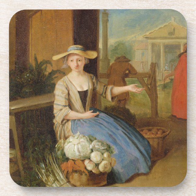 Gemüseverkäufer, Covent Garten, c.1726 (Öl auf PA Getränkeuntersetzer (Vorderseite)