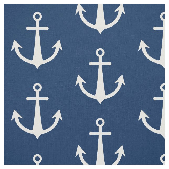 Gemustert-Blaues Ankersymbol Stoff (Muster)