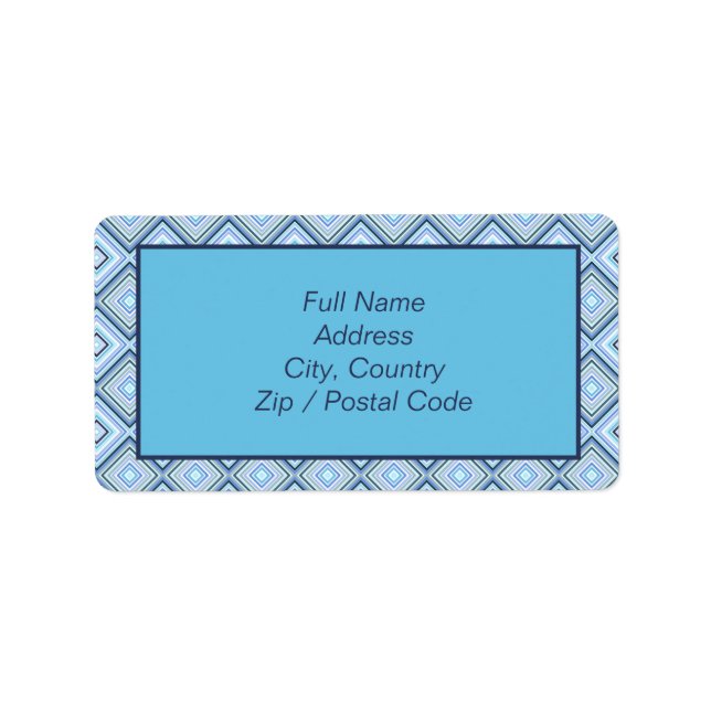 Gemustert Blue Large Address Label Adressaufkleber (Vorne)