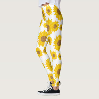 Gemustert Gelbe Sonnenblume mit winzigen Herz-Same Leggings
