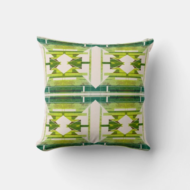 Gemustert Green Large Tile Südwest Art Motif Kissen (Vorderseite)