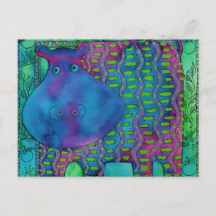 Gemustert Hippo Postkarte