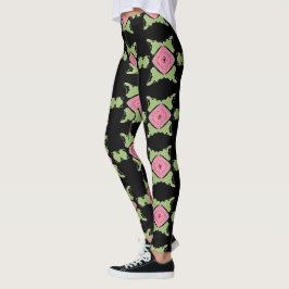 Gemustert in Schwarz und Rosa Leggings