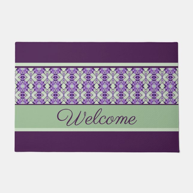 Gemustert mit Purzelbäumen willkommen Fußmatte (Vorderseite)