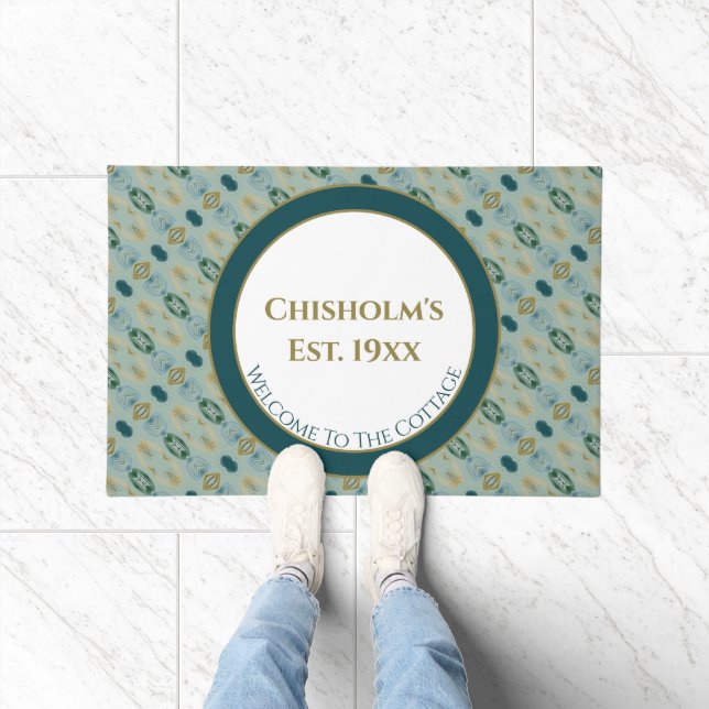 Gemustert mit Türkis und hellgrün Fußmatte (Indoor)