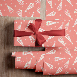 Gemustert Pink Weihnachtsbaumen Geschenkpapier