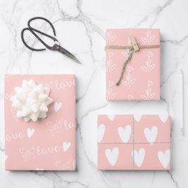 Gemustert rosa Blüte mit Liebe Geschenkpapier Set