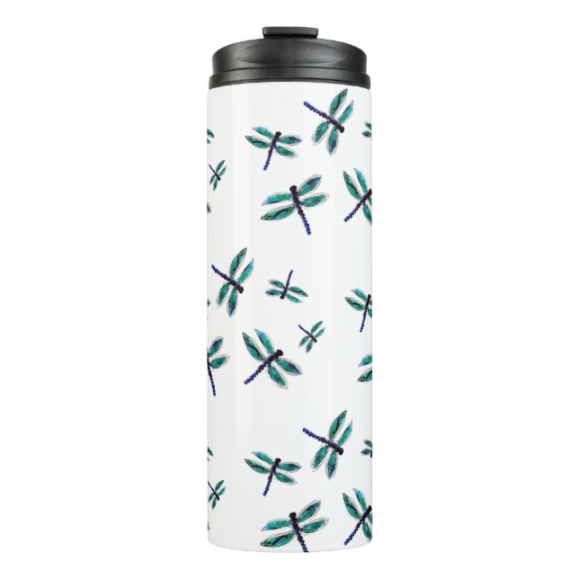 Gemustert Türkisblau Thermosbecher (Vorderseite)