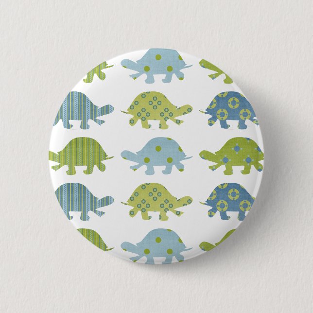 Gemustert Turtle Silhouetten Button (Vorderseite)