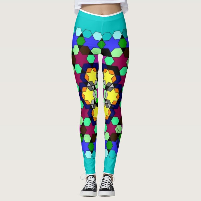 Gemusterte 3D-Leggings mit schlanker Wabenform Leggings (Vorderseite)