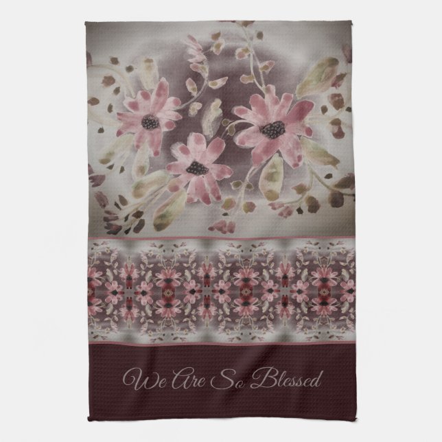 Gemusterte Aquarellblume Geschirrtuch (Vertikal)