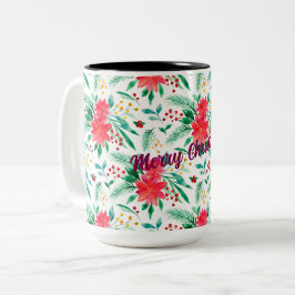 Gemusterte Aquarellpflanze Zweifarbige Tasse