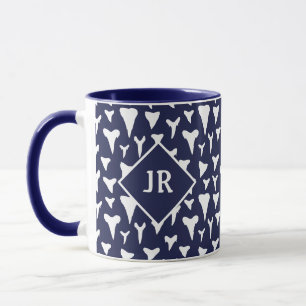 Gemusterte blaue und weiße Hai-Zähne Tasse