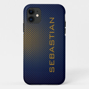 Gemusterte Blue Ocher-Kohlefaser personalisieren Case-Mate iPhone Hülle