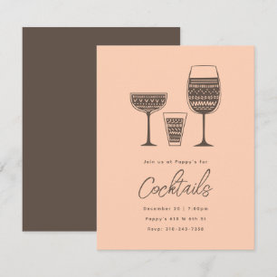 Gemusterte Cocktails Peach Cocktail Party Einladung