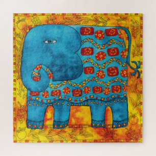 Gemusterte Elefant-Aquarell-Illustration