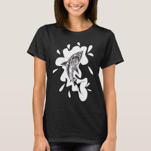 Gemusterte exotische Haikunst Schwarz-Weiß-Meh T-Shirt