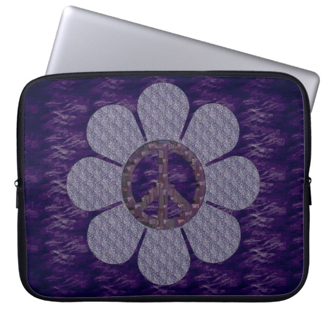 Gemusterte FriedensBlume Laptopschutzhülle (Vorderseite)