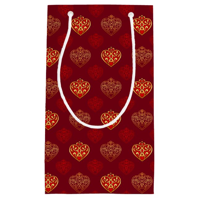 Gemusterte Geschenktasche für Rote und goldene Kro Kleine Geschenktüte (Vorderseite)