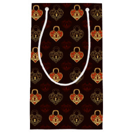 Gemusterte Geschenktasche mit braunen und goldenen Kleine Geschenktüte