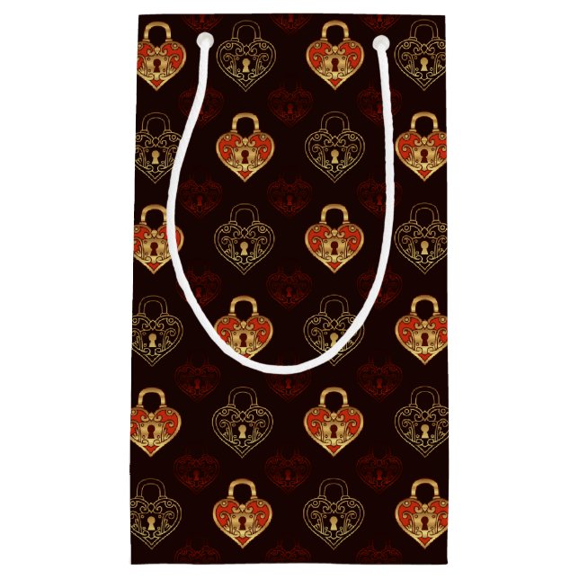 Gemusterte Geschenktasche mit braunen und goldenen Kleine Geschenktüte (Vorderseite)