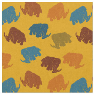 Gemusterte goldfarbene, blaue, oranfarbene Wollmam Stoff