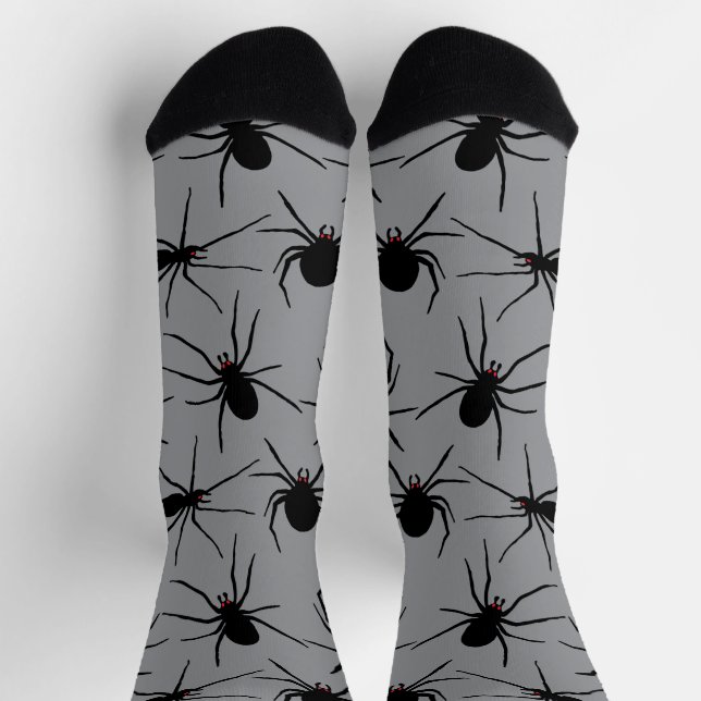 Gemusterte, graue Spinnen mit roten Augen Socken (Oben)