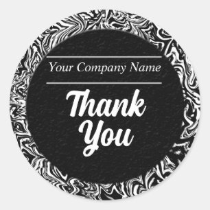 Gemusterte Grenze Schwarz/Weiß Vielen Dank Runder Aufkleber