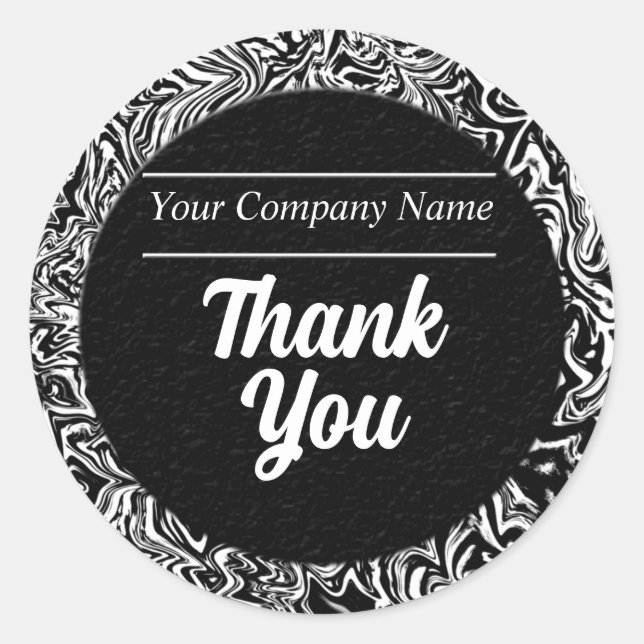 Gemusterte Grenze Schwarz/Weiß Vielen Dank Runder Aufkleber (Vorderseite)