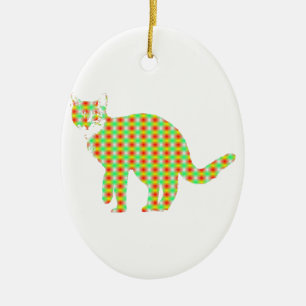 Gemusterte Katze Keramik Ornament