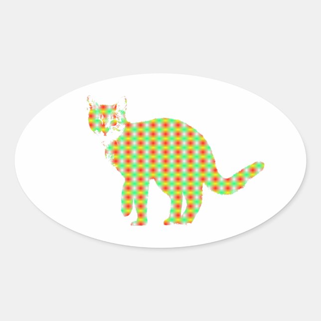 Gemusterte Katze Ovaler Aufkleber (Vorderseite)