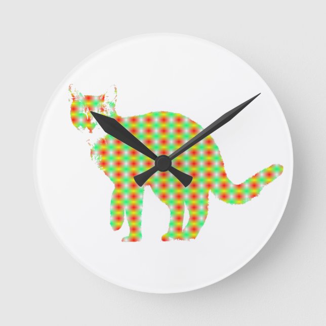 Gemusterte Katze Runde Wanduhr (Vorderseite)