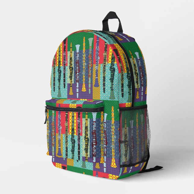 Gemusterte Klarinette Bedruckter Rucksack (Rückseitige Ecke Rechts)