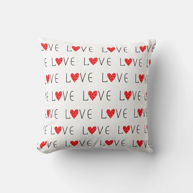 Gemusterte Liebe Herz Kissen (Vorderseite)