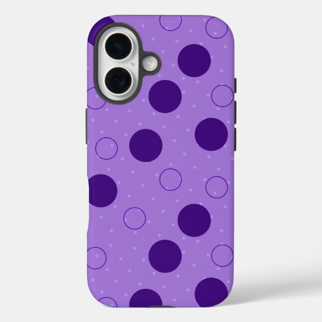 Gemusterte lila Kreise iPhone 16 Hülle (Rückseite)