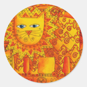 Gemusterte Lion Runder Aufkleber