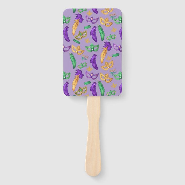 Gemusterte Mardi Gras Fächer (Vorderseite)