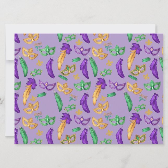 Gemusterte Mardi Gras Feiertagskarte (Vorderseite)