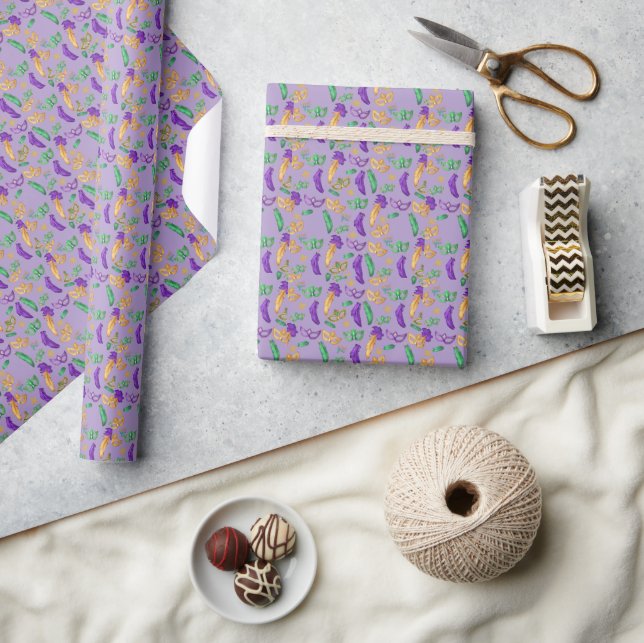 Gemusterte Mardi Gras Geschenkpapier (Basteln)