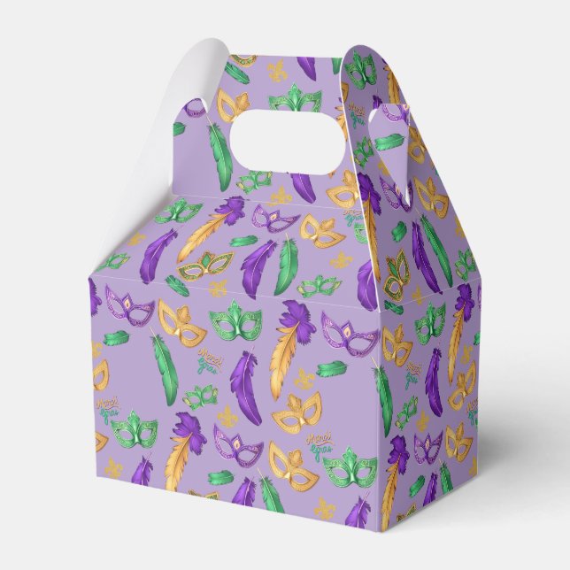 Gemusterte Mardi Gras Geschenkschachtel (Vorderseite)