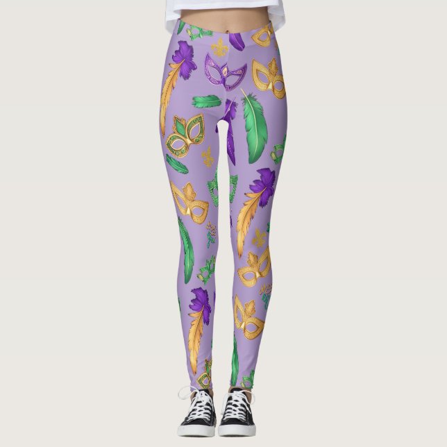 Gemusterte Mardi Gras Leggings (Vorderseite)