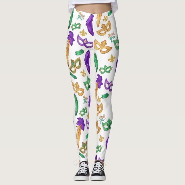 Gemusterte Mardi Gras Leggings (Vorderseite)