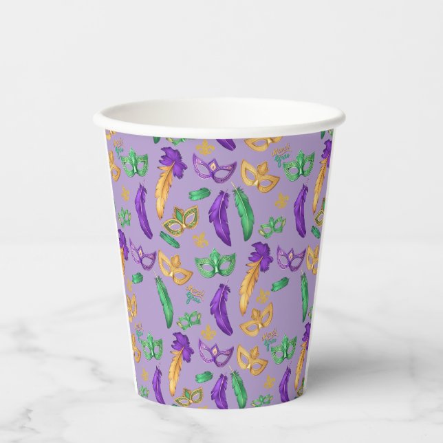 Gemusterte Mardi Gras Pappbecher (Vorderseite)