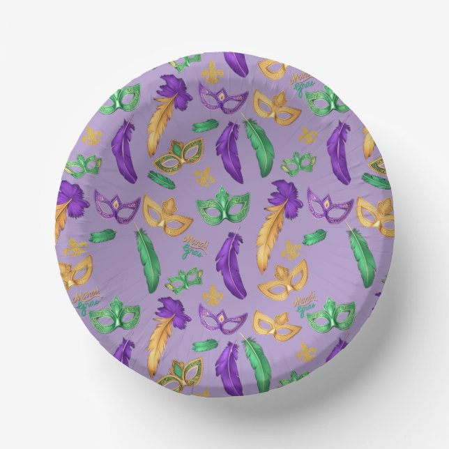 Gemusterte Mardi Gras Pappteller (Vorderseite)