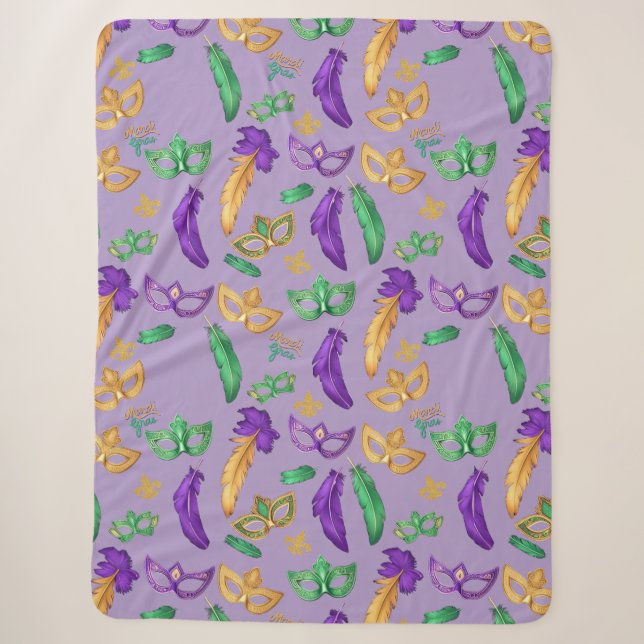 Gemusterte Mardi Gras Sherpadecke (Vorderseite)