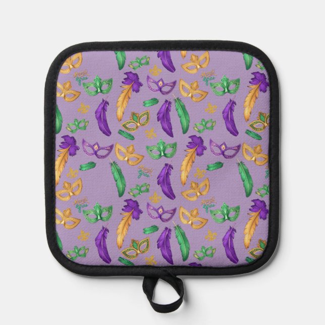 Gemusterte Mardi Gras Topflappen (Vorderseite)