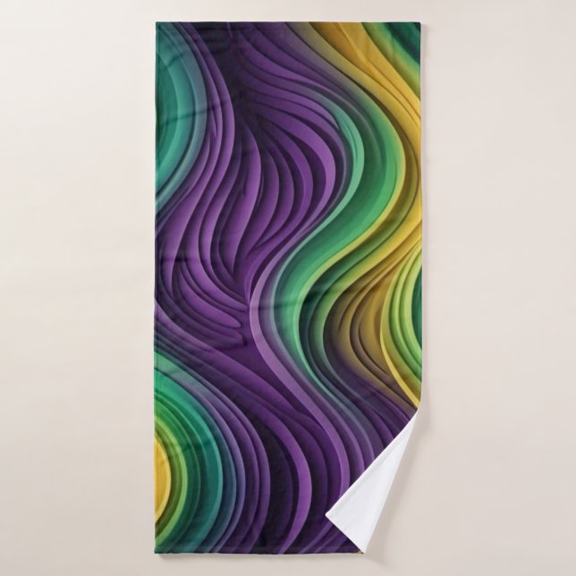 Gemusterte Mardi Gras Welle Badehandtuch (Badehandtuch)