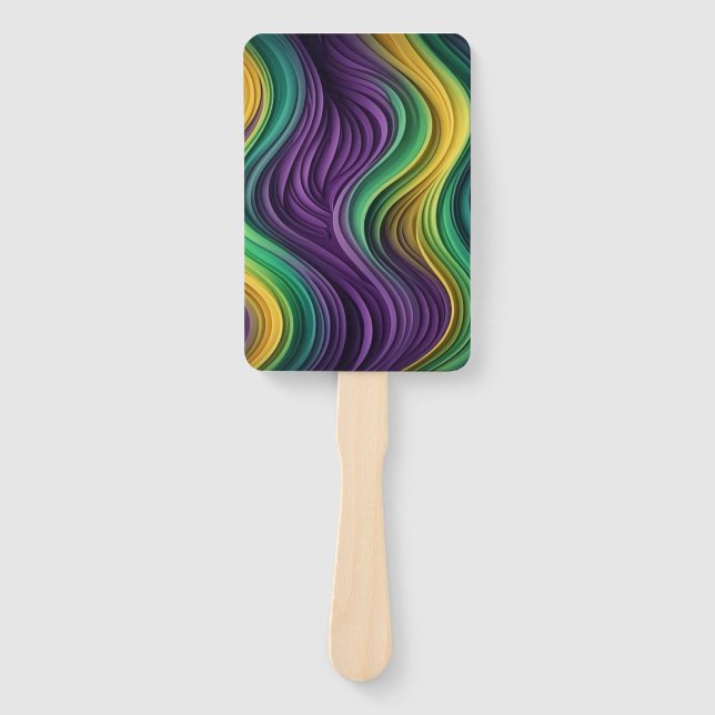 Gemusterte Mardi Gras Welle Fächer (Vorderseite)