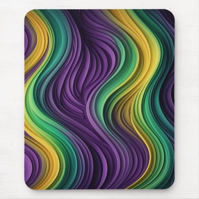Gemusterte Mardi Gras Welle Mousepad (Vorne)