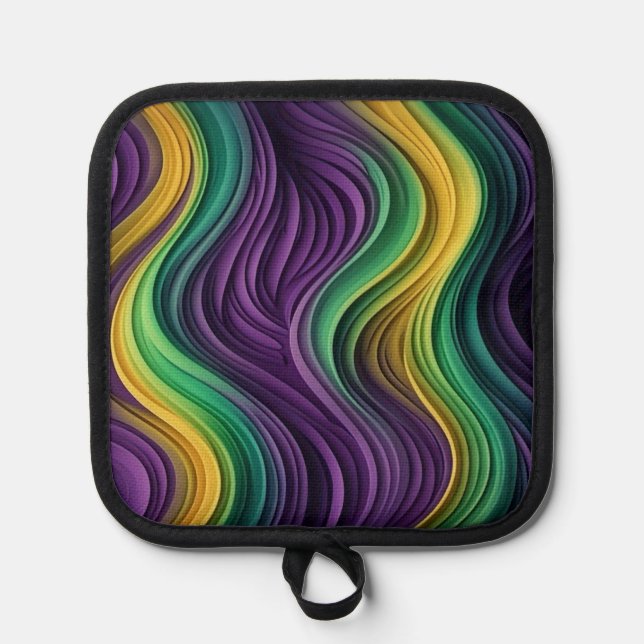 Gemusterte Mardi Gras Welle Topflappen (Vorderseite)